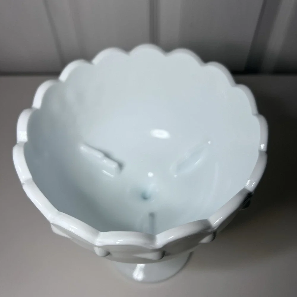Vintage Indiana Milk Glass Compote/Bowl With Pedestal Teardrop